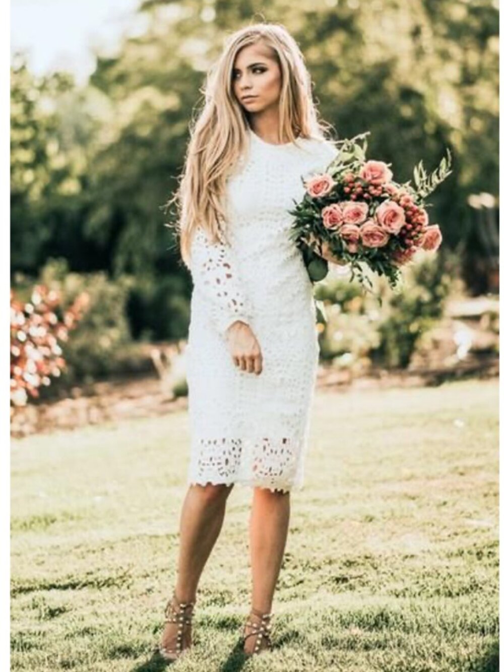 Jessakae Julia Lace White Eyelet Shift Dress Women's XL Bridal Wedding